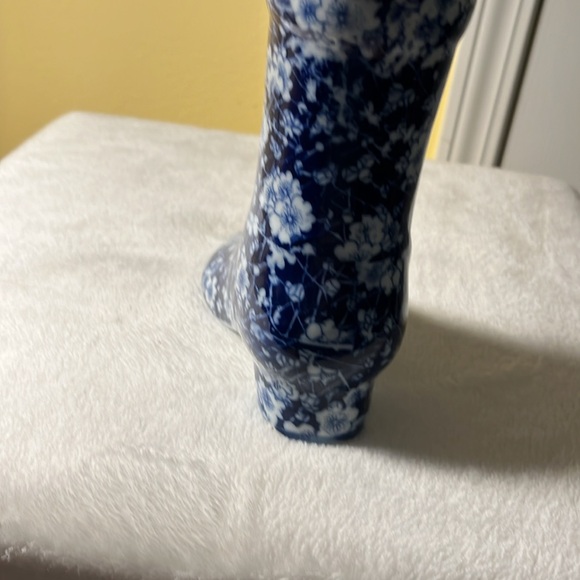 Vase Blue and white shoe boot pointed toe base heel, unmarked calico brand - Picture 4 of 10